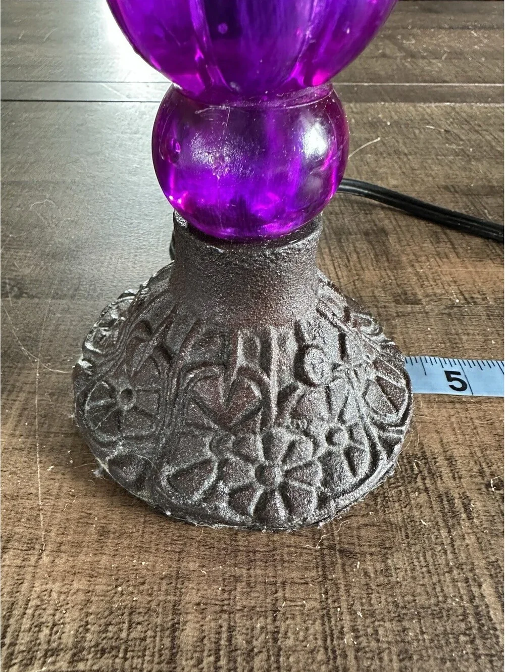 Purple Beaded Table Lamp Victorian Boho Fringe Accent Light Candelabra 16